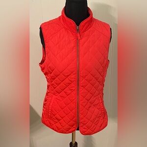 Talbots Pink Diamond Quilted High Collar Vest Full Zip with Pockets Petite Small
